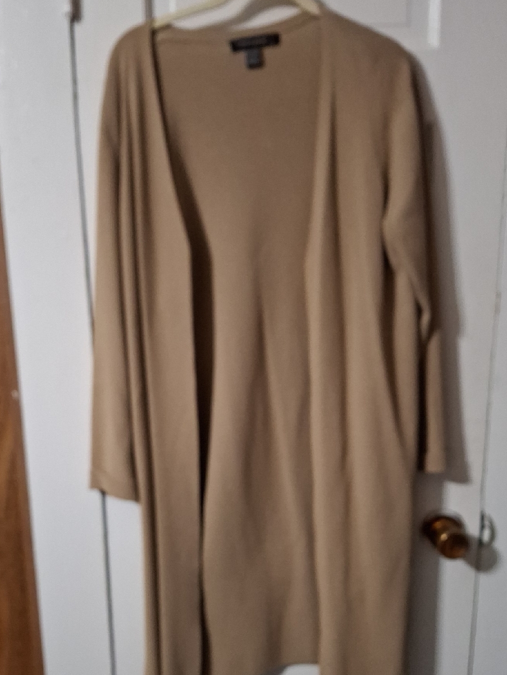 Cable & Gauge Longline Open-Front Cardigan in Camel Tan (Mis234)